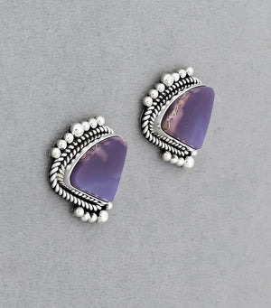 Earrings with Agua Nueva Agate by Artie Yellowhorse