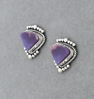 Earrings with Agua Nueva Agate by Artie Yellowhorse