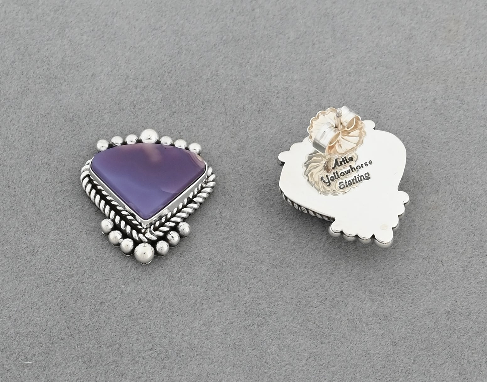 Earrings with Agua Nueva Agate by Artie Yellowhorse