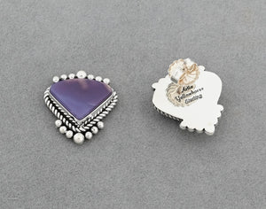 Earrings with Agua Nueva Agate by Artie Yellowhorse
