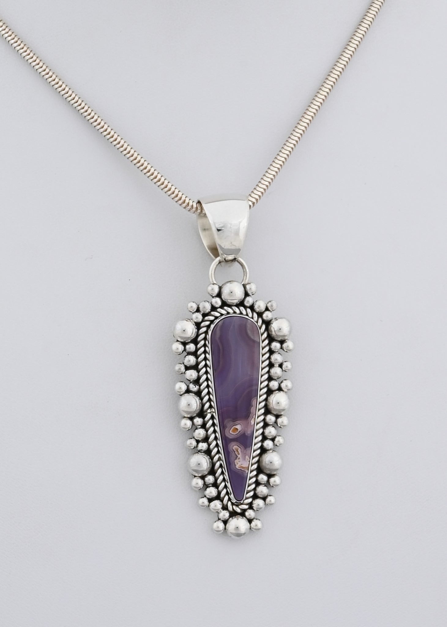 Pendant with Agua Nueva Agate by Artie Yellowhorse