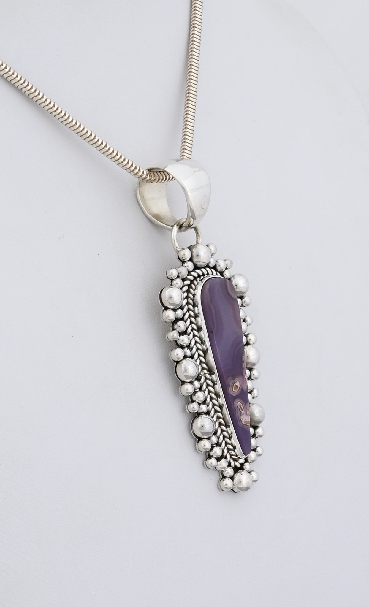 Pendant with Agua Nueva Agate by Artie Yellowhorse