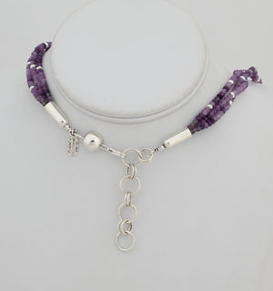 Necklace with Lepidolite Beads by Desiree Yellowhorse