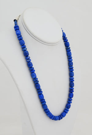 Necklace with Dark Denim Lapis Beads by Desiree Yellowhorse