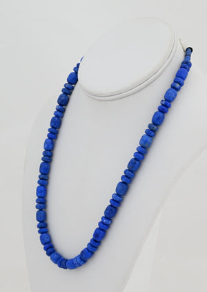 Necklace with Dark Denim Lapis Beads by Desiree Yellowhorse