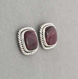 Earrings with Purple Spiny Oyster by Artie Yellowhorse