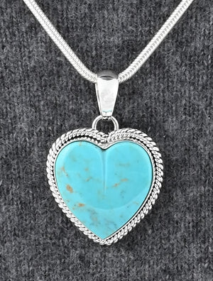 Pendant with Kingman Turquoise Heart by Artie Yellowhorse