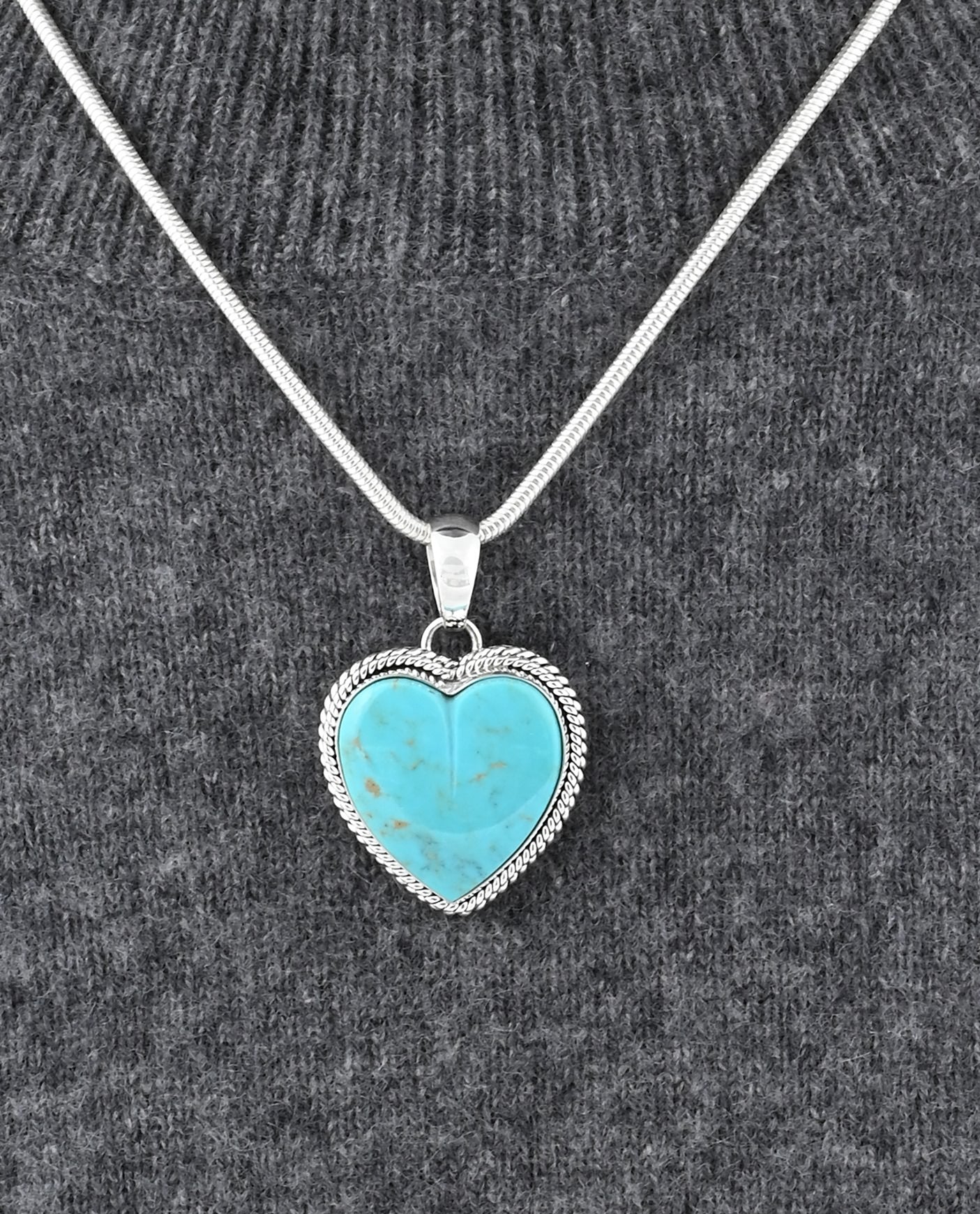 Pendant with Kingman Turquoise Heart by Artie Yellowhorse