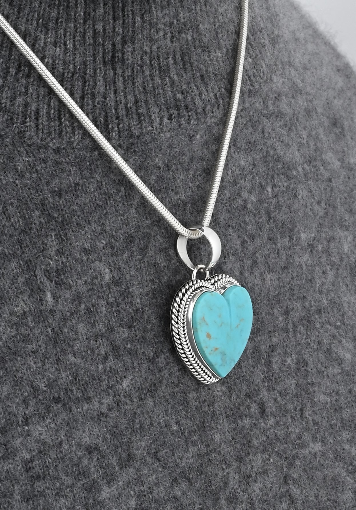 Pendant with Kingman Turquoise Heart by Artie Yellowhorse