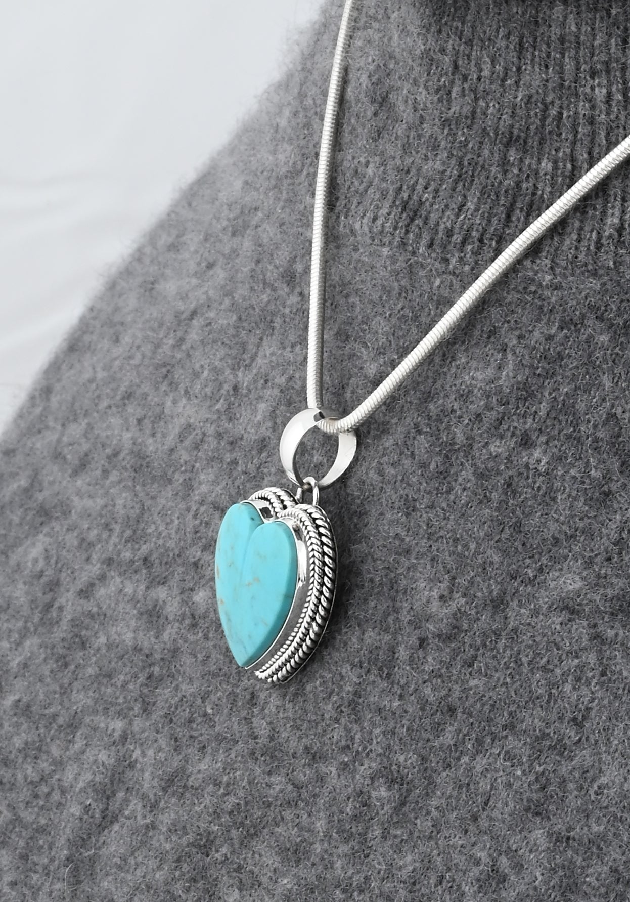 Pendant with Kingman Turquoise Heart by Artie Yellowhorse