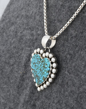 Pendant with "Water Web" Kingman Turquoise Heart by Artie Yellowhorse