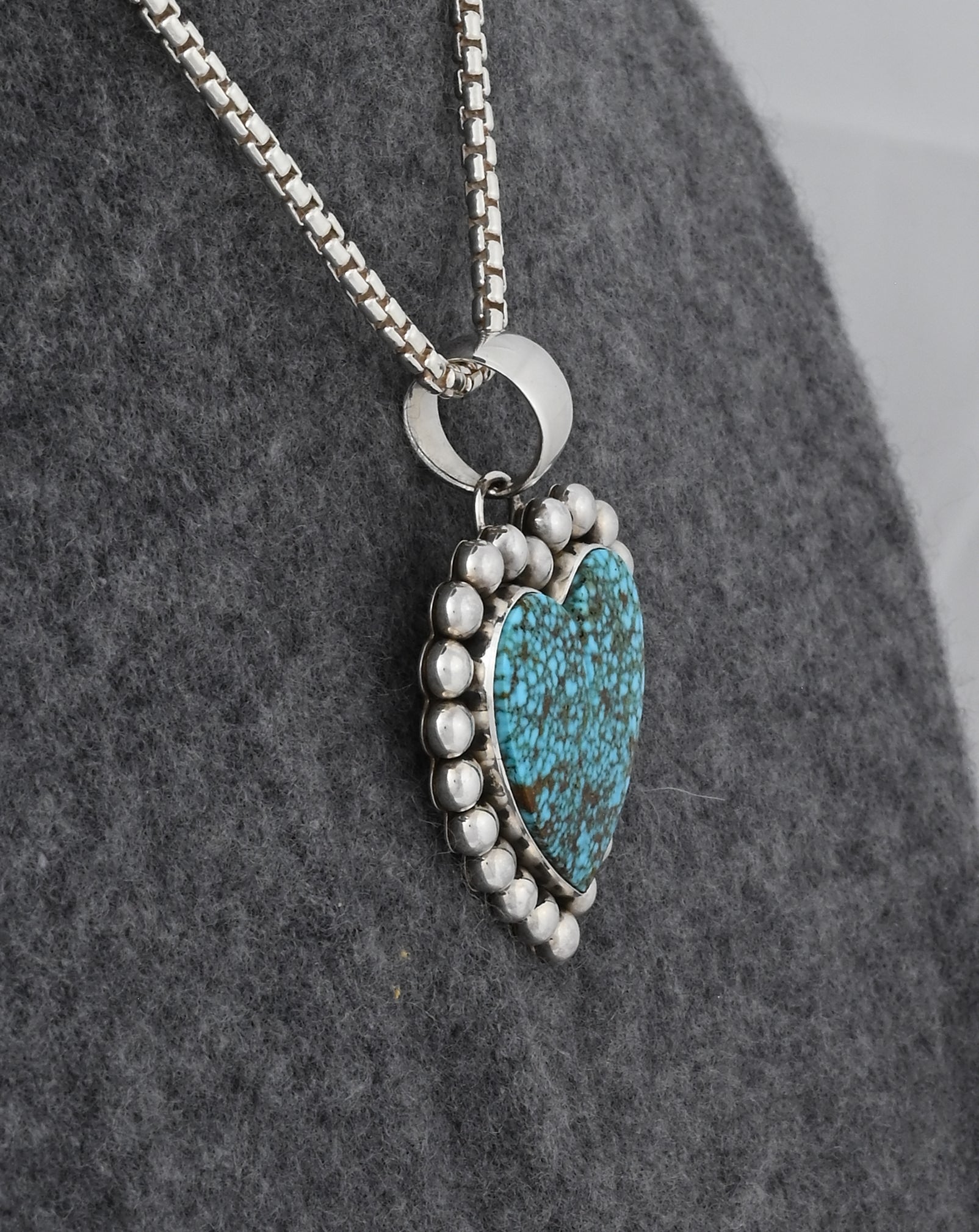 Pendant with "Water Web" Kingman Turquoise Heart by Artie Yellowhorse