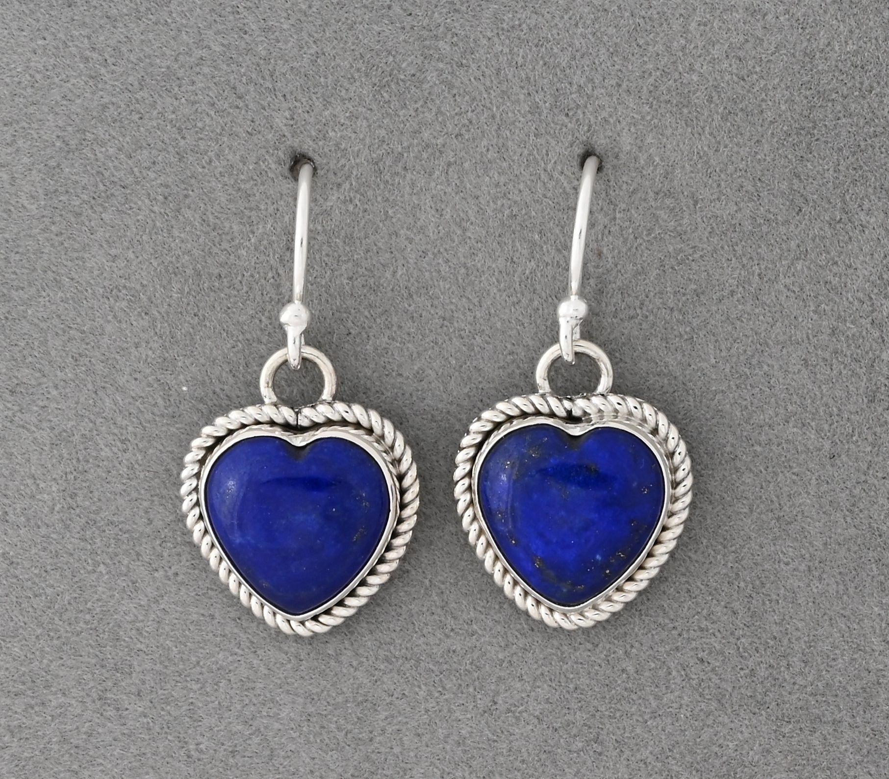 Earrings with Lapis Lazuli Hearts by Artie Yellowhorse