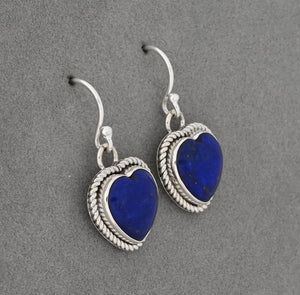 Earrings with Lapis Lazuli Hearts by Artie Yellowhorse