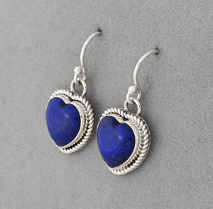 Earrings with Lapis Lazuli Hearts by Artie Yellowhorse