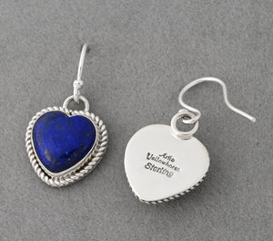 Earrings with Lapis Lazuli Hearts by Artie Yellowhorse