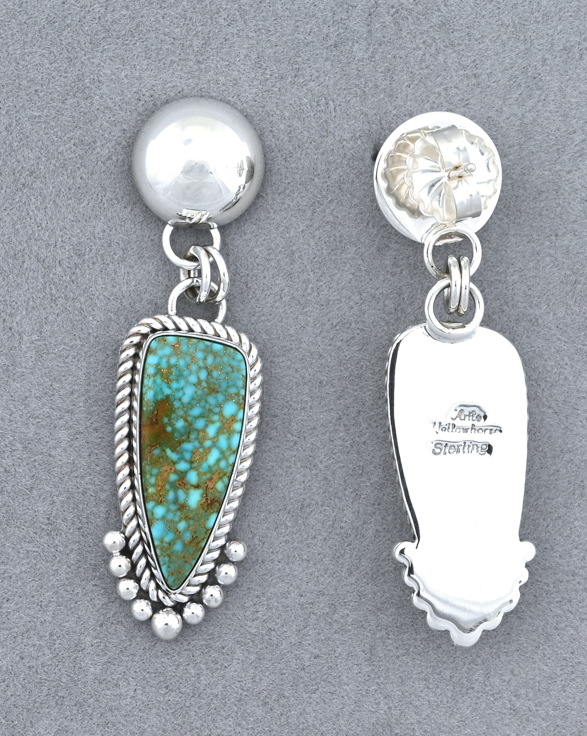Earrings with Kingman Turquoise by Artie Yellowhorse