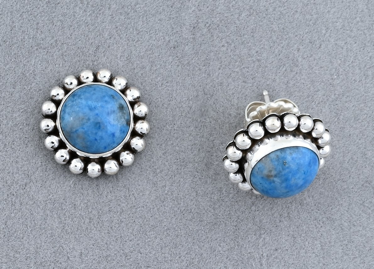 Earrings with Denim Lapis by Artie Yellowhorse