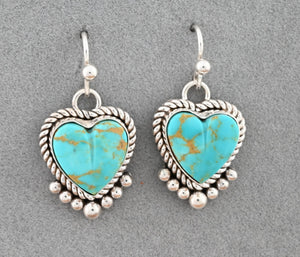 Earrings With Turquoise Hearts by Artie Yellowhorse