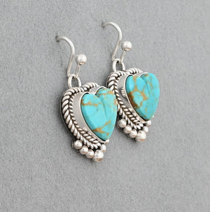 Earrings With Turquoise Hearts by Artie Yellowhorse