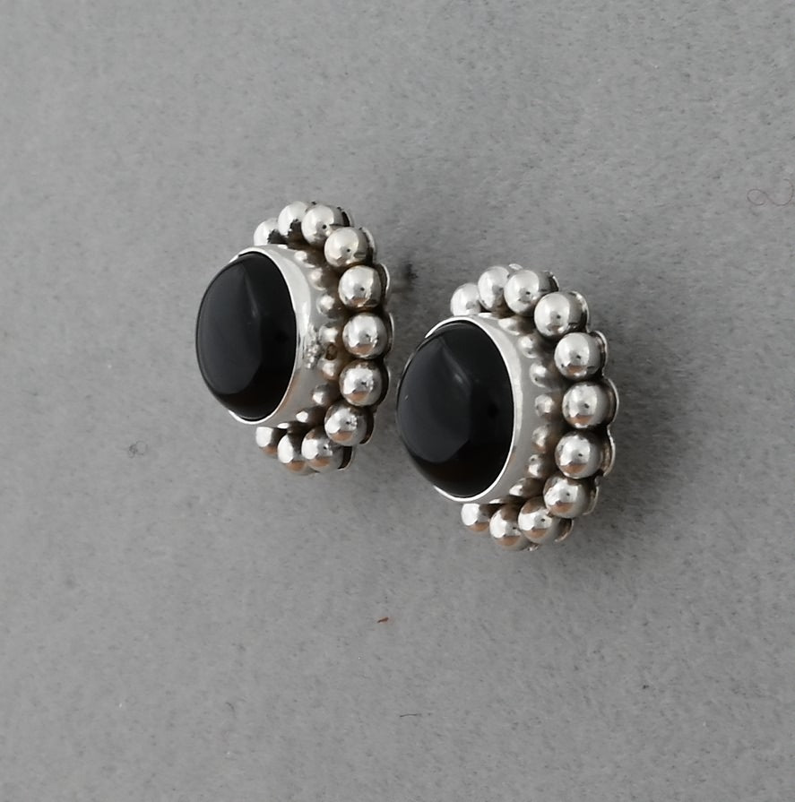 Earrings with Black Onyx on posts by Artie Yellowhorse