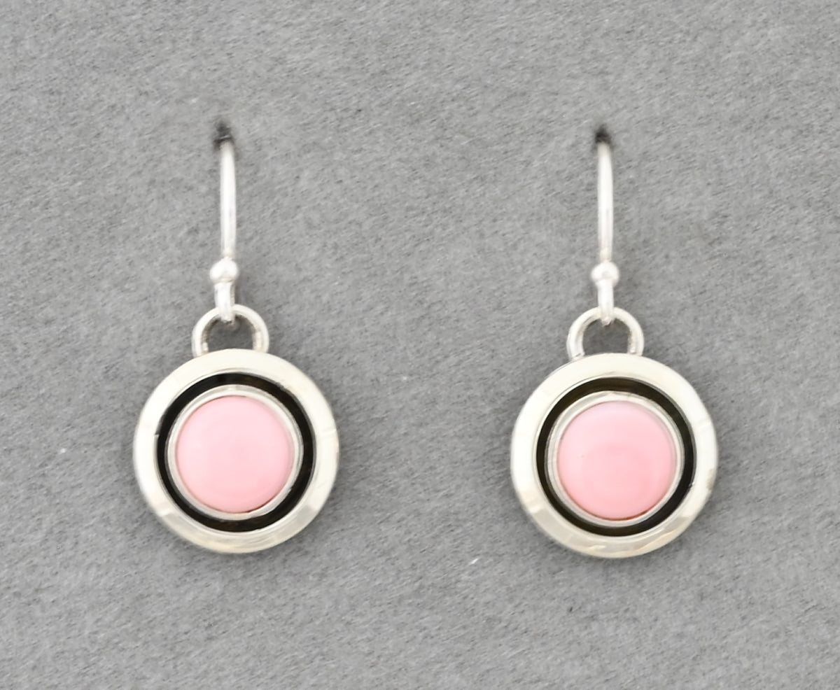 Earrings with Pink Conch Shell by Artie Yellowhorse