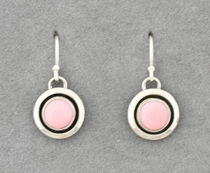 Earrings with Pink Conch Shell by Artie Yellowhorse