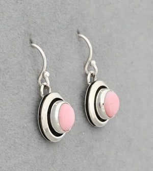 Earrings with Pink Conch Shell by Artie Yellowhorse