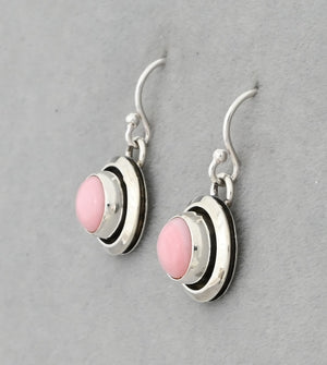 Earrings with Pink Conch Shell by Artie Yellowhorse