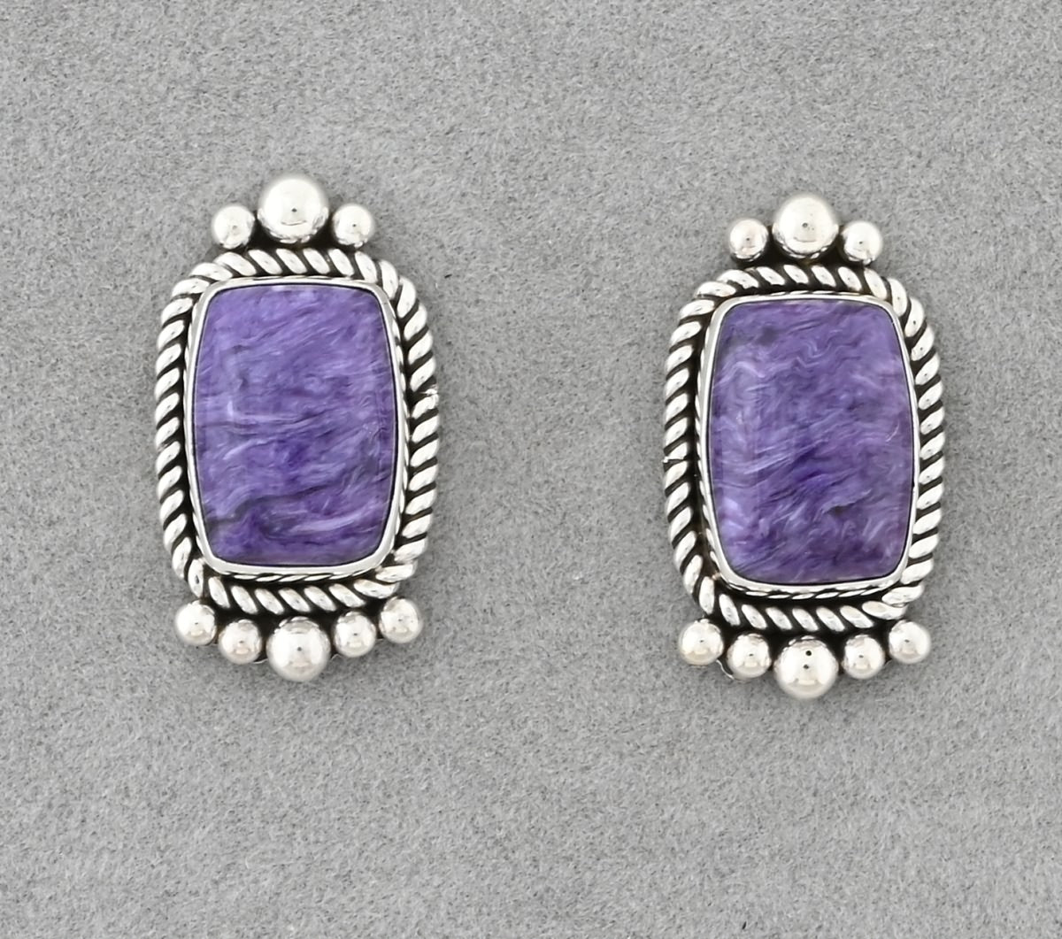 Earrings with Charoite by Artie Yellowhorse