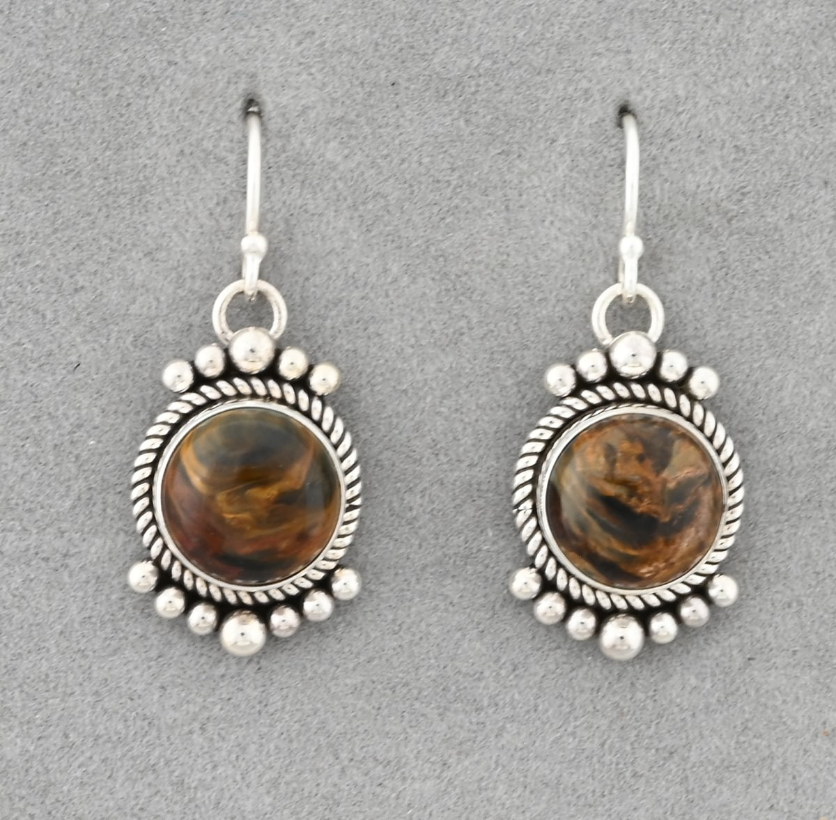 Earrings with Pietersite Drops by Artie Yellowhorse