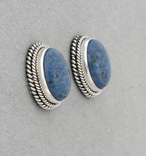 Earrings with Denim Lapis by Artie Yellowhorse