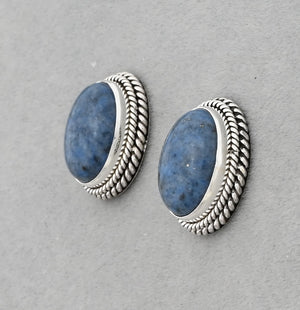 Earrings with Denim Lapis by Artie Yellowhorse