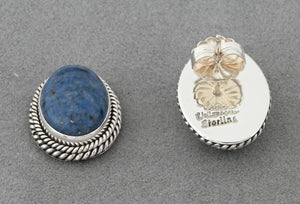 Earrings with Denim Lapis by Artie Yellowhorse