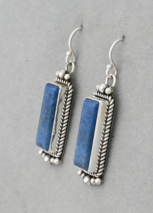 Earrings with Denim Lapis by Artie Yellowhorse