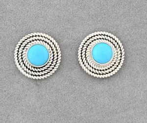Earrings with Sleeping Beauty Turquoise by Artie Yellowhorse