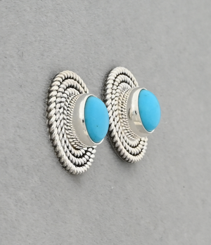 Earrings with Sleeping Beauty Turquoise by Artie Yellowhorse