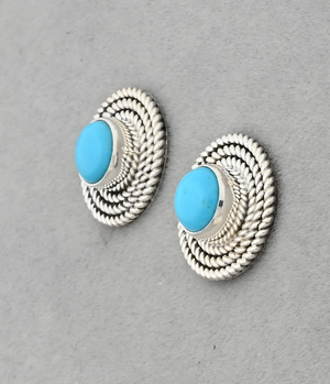 Earrings with Sleeping Beauty Turquoise by Artie Yellowhorse