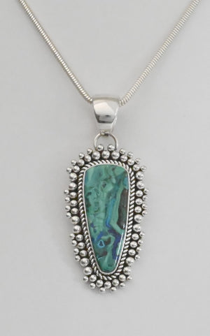 Pendant with Azurite by Artie Yellowhorse