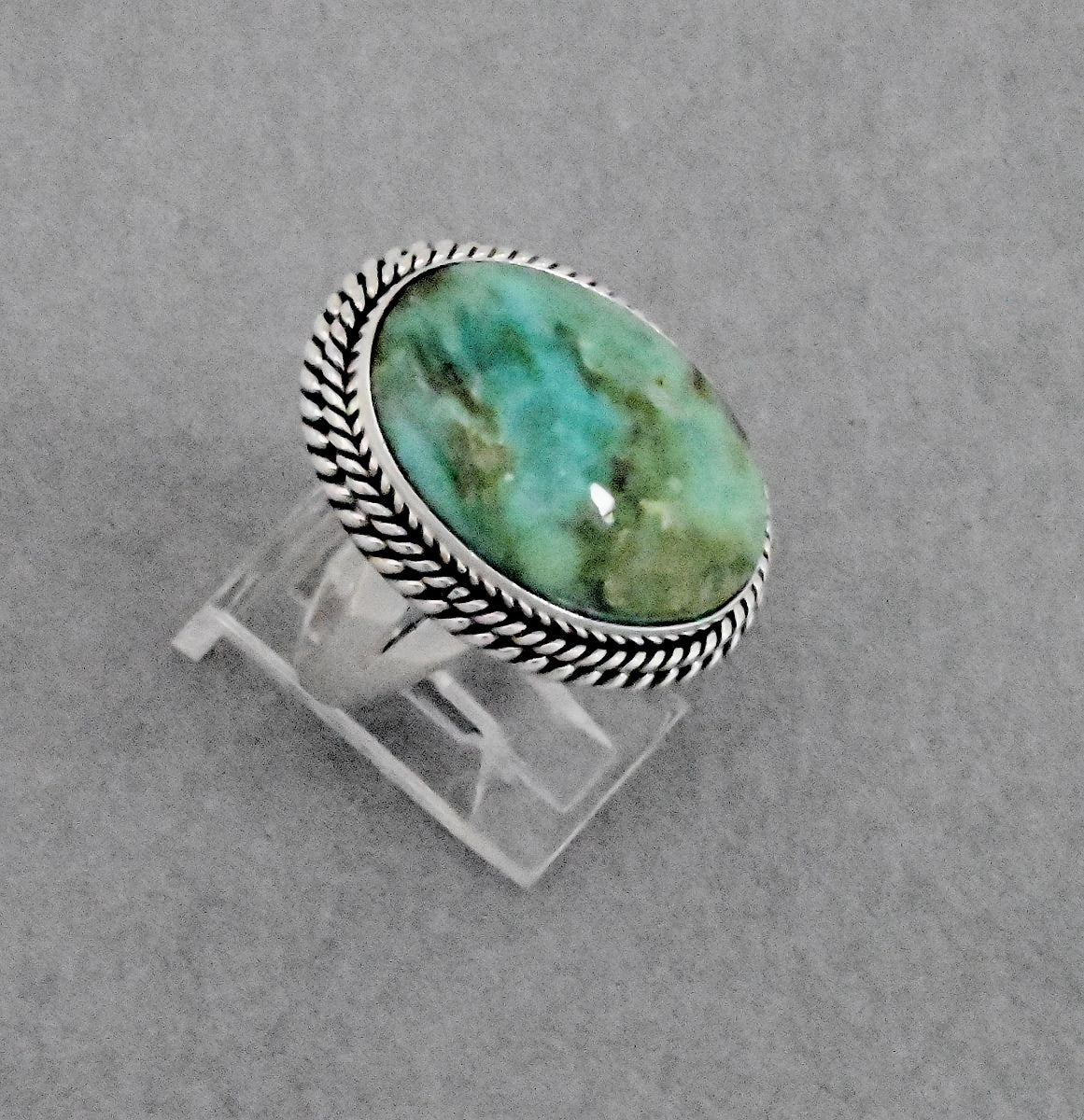 Ring with Emerald Valley Turquoise by Artie Yellowhorse