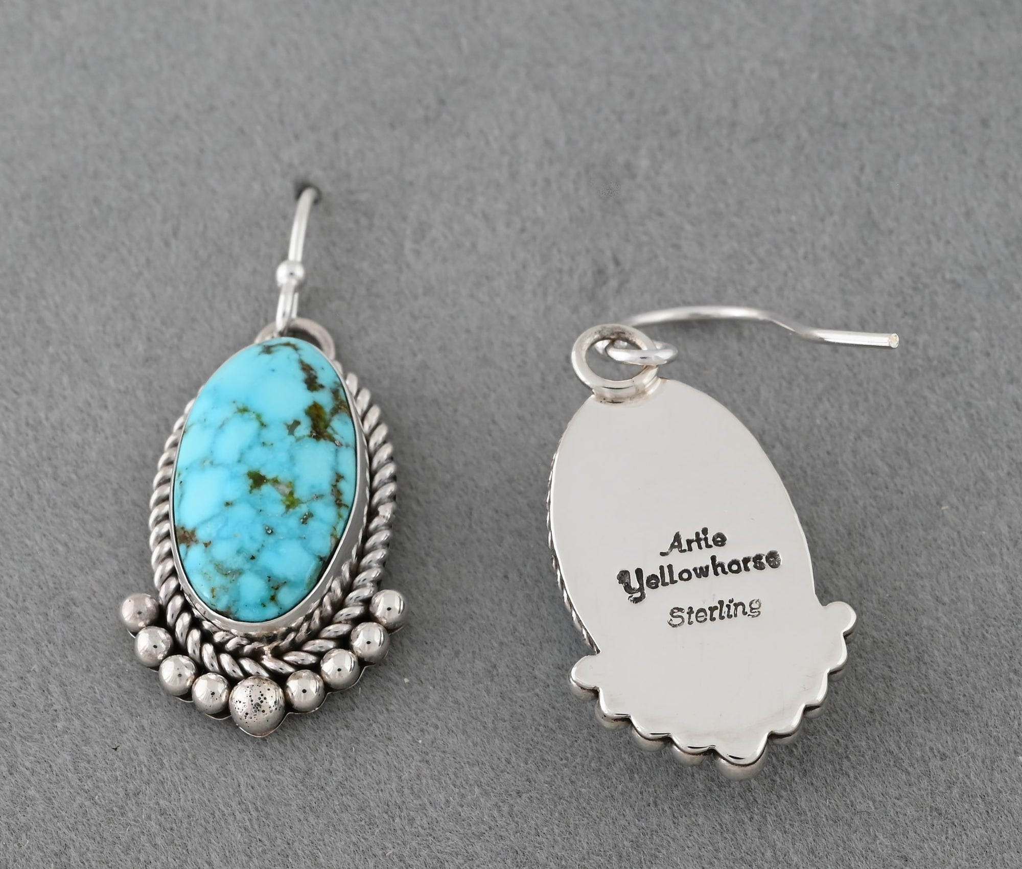 Earrings with Kingman Turquoise by Artie Yellowhorse