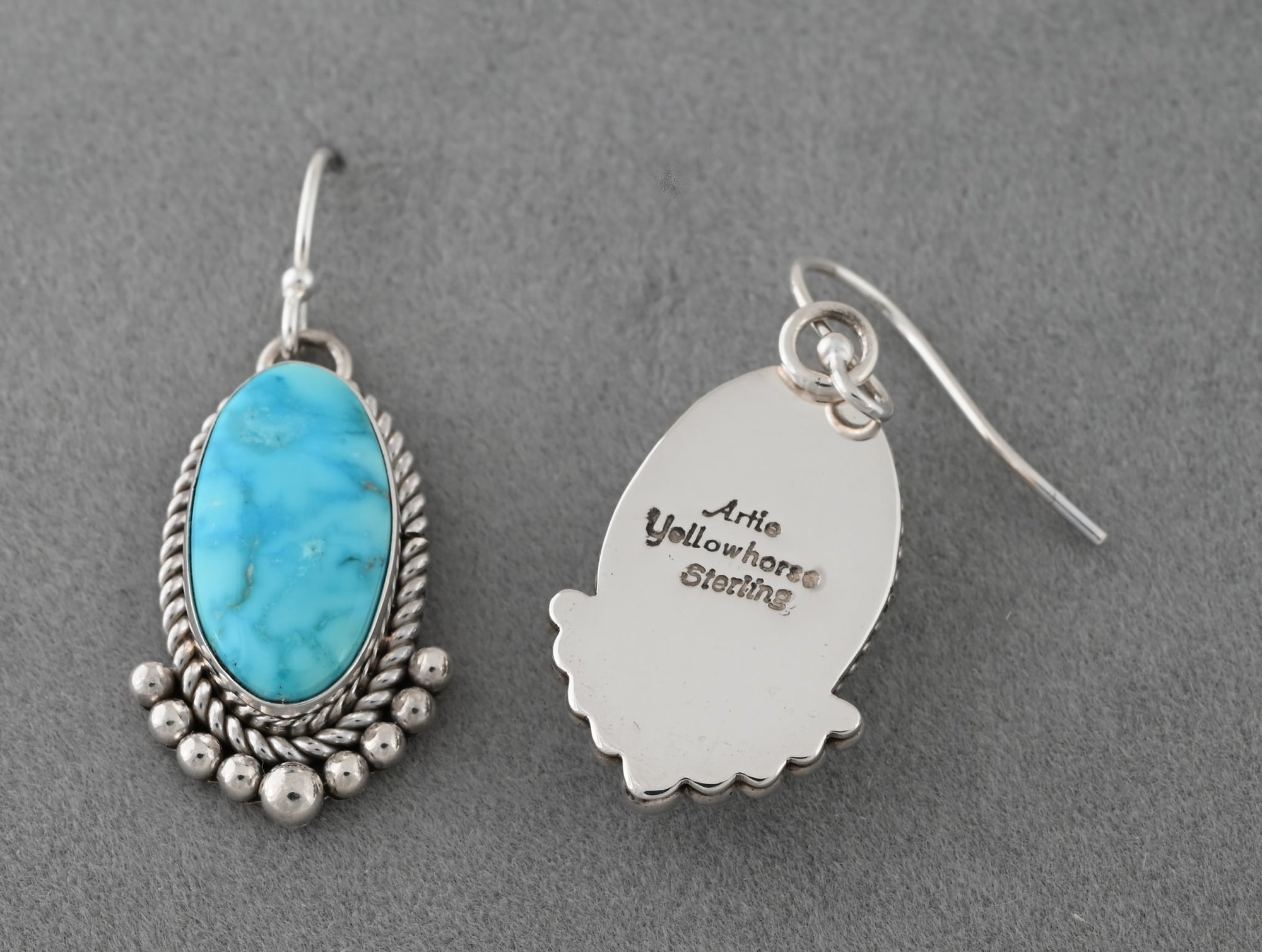 Earrings with Kingman Turquoise by Artie Yellowhorse