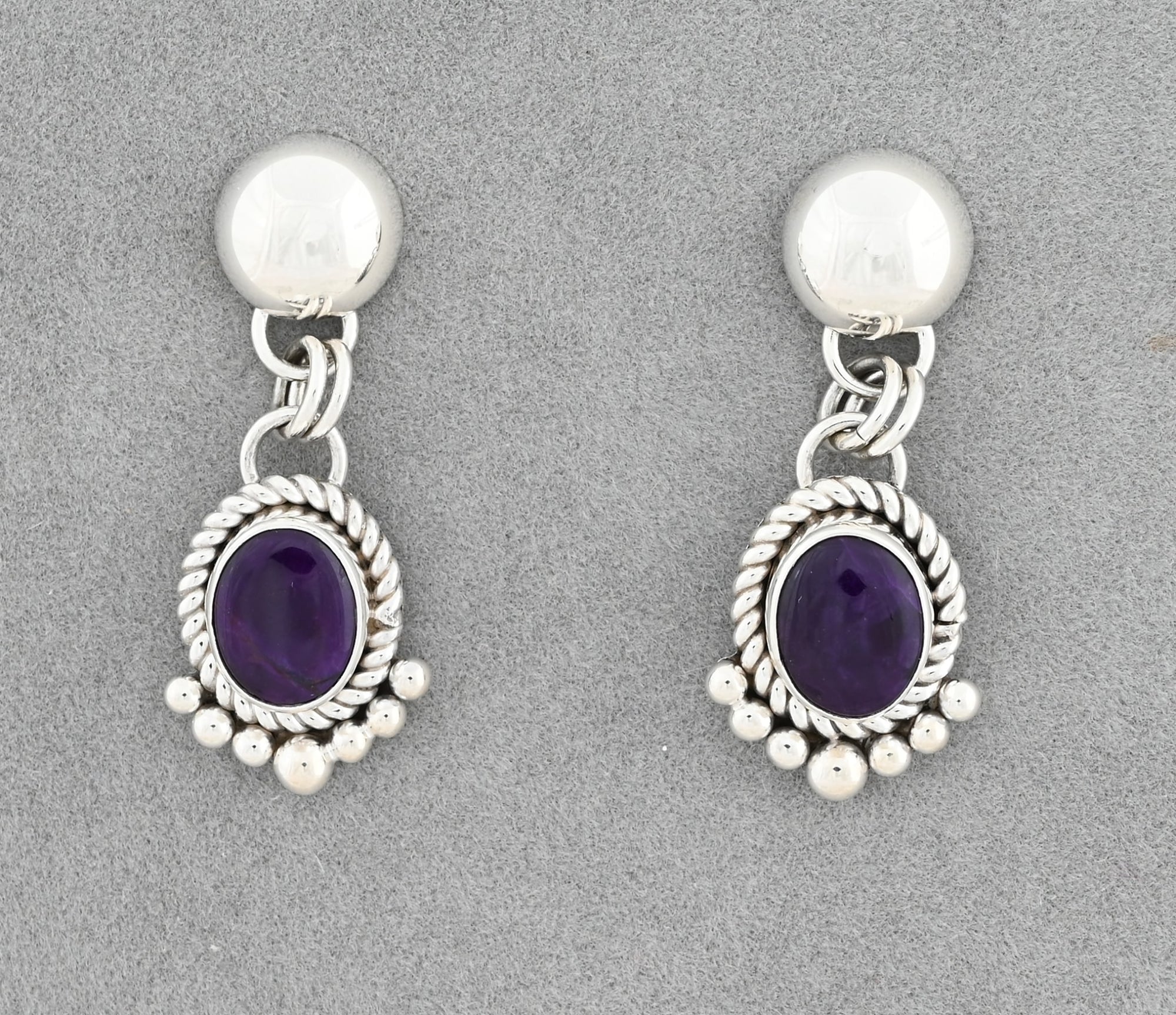 Earrings with Sugilite Drops by Artie Yellowhorse
