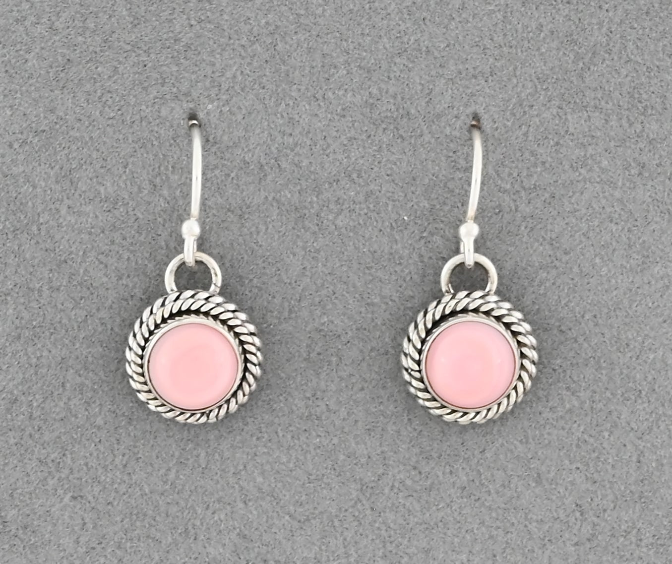 Earrings with Pink Conch Shell by Artie Yellowhorse