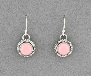 Earrings with Pink Conch Shell by Artie Yellowhorse