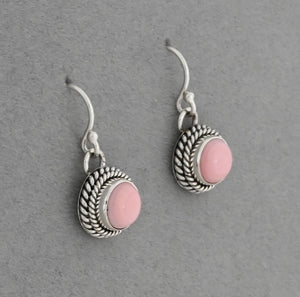 Earrings with Pink Conch Shell by Artie Yellowhorse