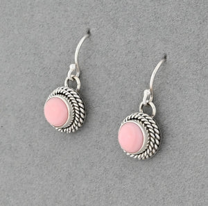 Earrings with Pink Conch Shell by Artie Yellowhorse