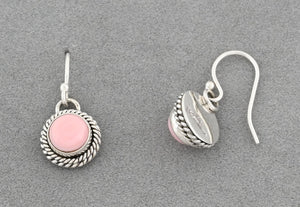 Earrings with Pink Conch Shell by Artie Yellowhorse
