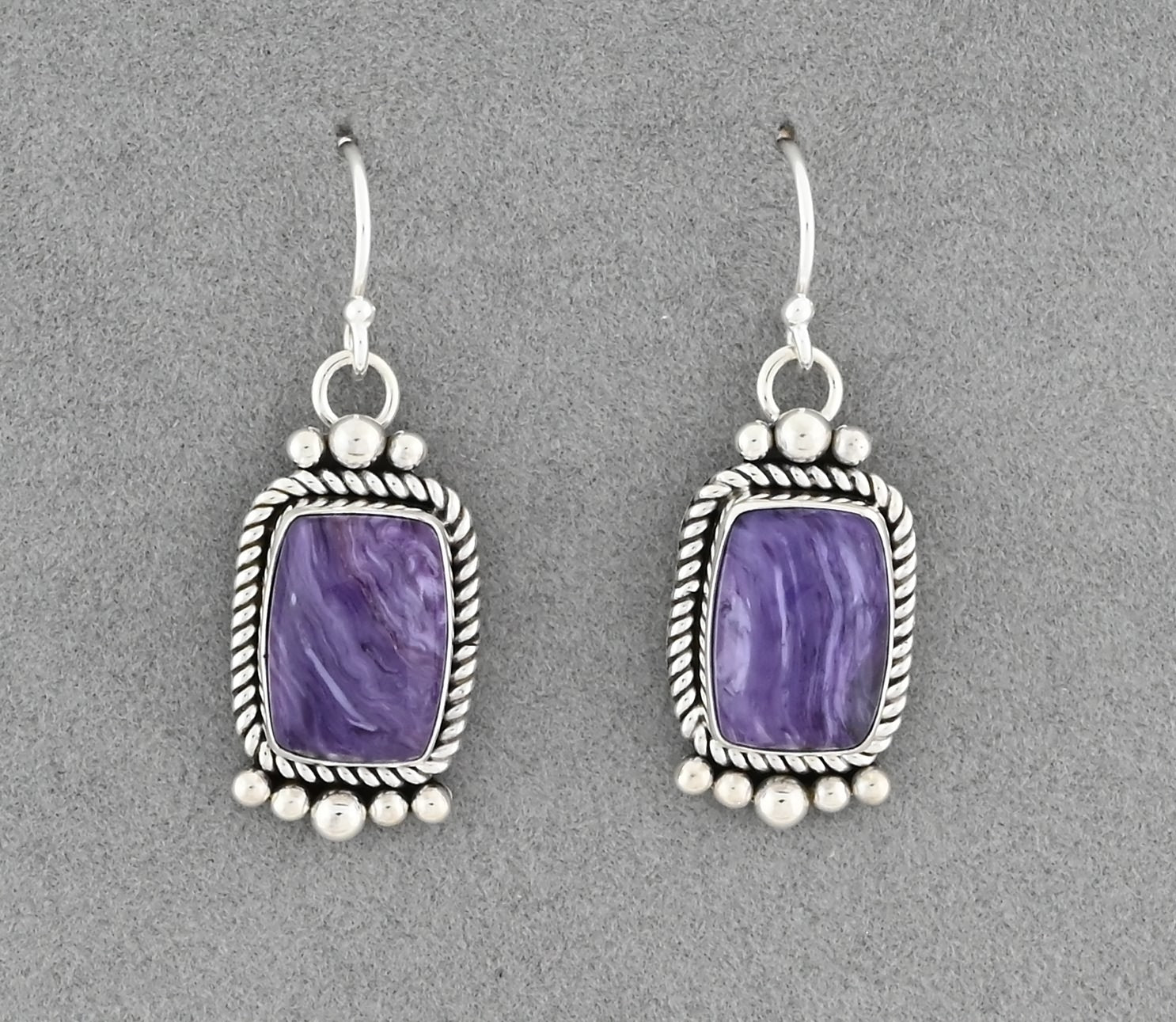 Earrings with Charoite by Artie Yellowhorse