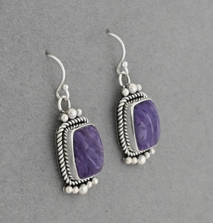 Earrings with Charoite by Artie Yellowhorse